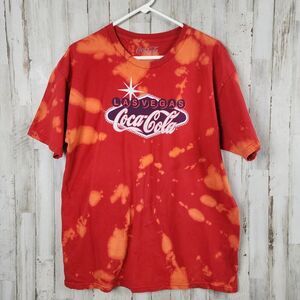 Coca Cola Las Vegas Tie Dye Short Sleeve Tee Shirt Red Size Large